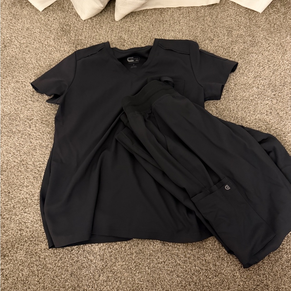 Dark Grey Scrub Top and Pants Set